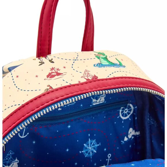 Loungefly Disney Peter Pan Captain Hook Mini Backpack Ship Wheel Map Pattern Bag - Picture 4 of 4